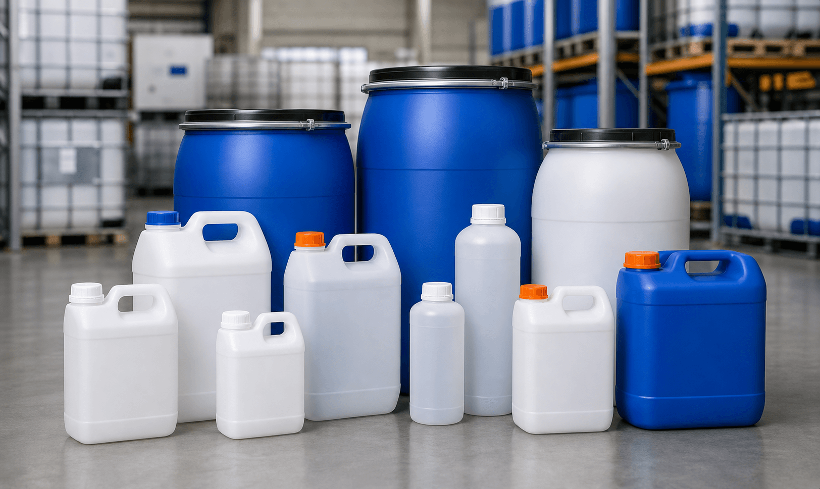 Industrial liquid drums and jerry cans
